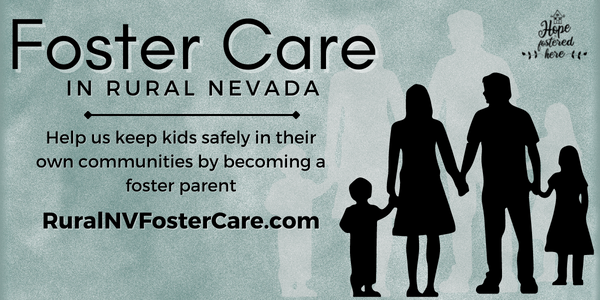 Graphic for rural foster care in Nevada with the logo and website RuralNVFosterCare.com